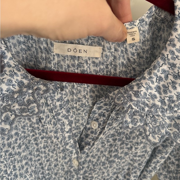 Doen button up Blue Floral Long Sleeve Dress - Picture 3 of 5